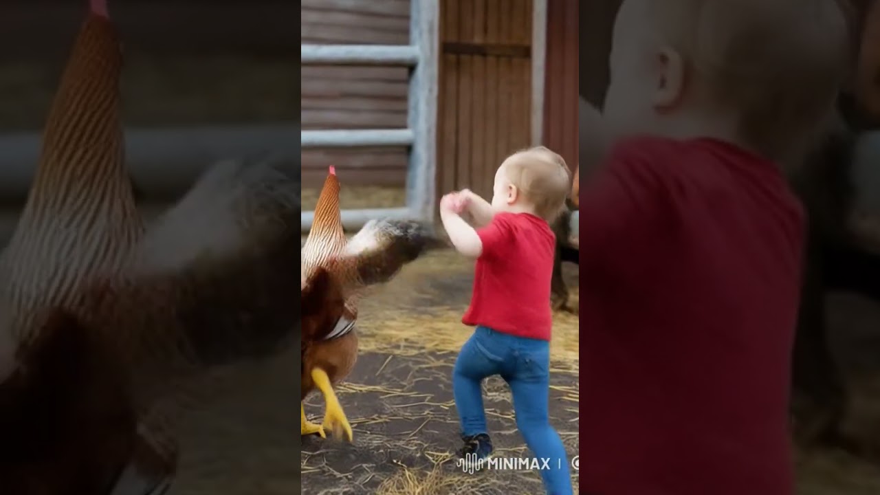 This little warrior takeson afeisty chickenwho will win? 🐥🔥 