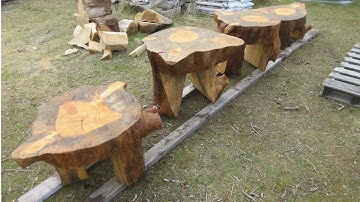 Chainsaw Stump Table - Rustic Wood Log Furniture DIY Project