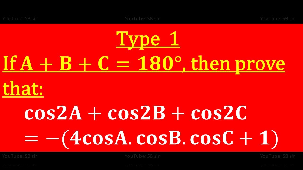 If A+B+C=180°, then prove that: cos2A+cos2B+cos2C=−(4cosA.cosB.cosC+1 ...