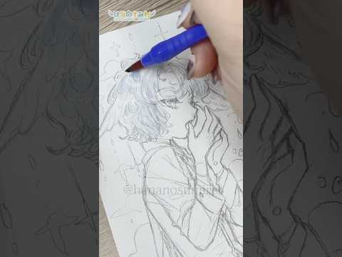 🌙ホルベインの分離色"月夜"で『夜が溶けきる前に』を描く🎨🦜#Shorts  #illustration #watercolor