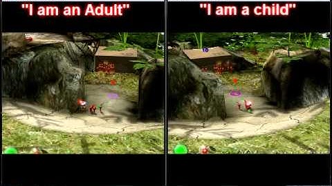 Pikmin: I am adult... I am child option... In Action! [enable annotations]