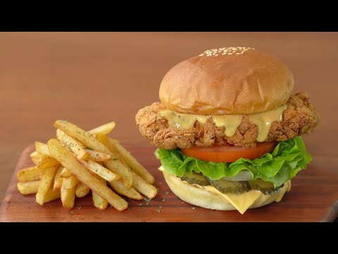 Best Crispy Chicken Burger at Home :: Better than Takeout :: Fried Chicken Recipe
