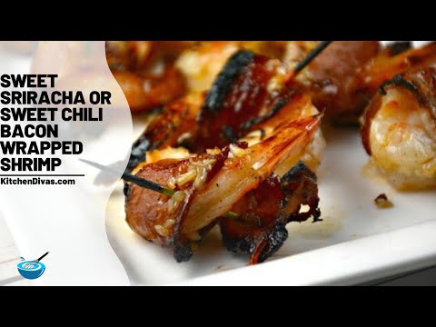 Sweet Sriracha or Sweet Chili Bacon Wrapped Shrimp