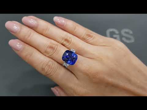 Unique blue sapphire of rare Peacock or Electric Blue color in cushion cut 9.28 ct, Sri Lanka Video  № 4