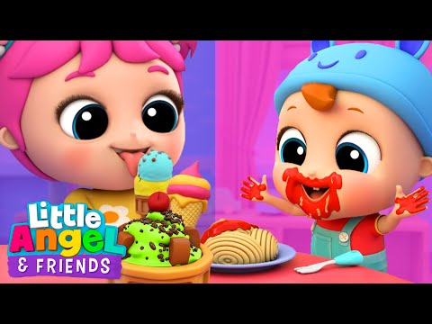 [ 15 MIN LOOP ] Ice Cream vs Yum Yum Spaghetti | Little Angel And Friends Kid Songs