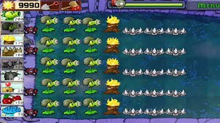 Plants vs Zombies | 15 Gatling Pea & 15 Spikerock against Zombies | Survival Night Full Gameplay