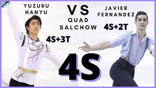 Yuzuru HANYU vs Javier FERNANDEZ: QUAD SALCHOW (4S)