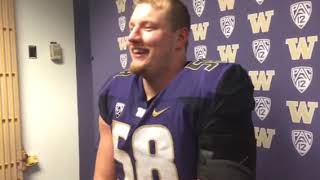 Kaleb McGary talks after CU Win 2018