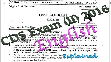 CDS Exam (II) 2016_English|| cds previous year question paper, cds pyq ||Explained|| #cds #nda #upsc