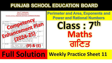 pseb competency based paper class 7th maths worksheet 11 test 2024