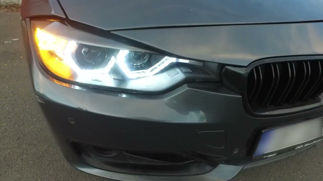 Ultimate Components Angel Eye Headlights For BMW 3 Series F30 (2012-2015) - Gloss Black, LED Halo Rings