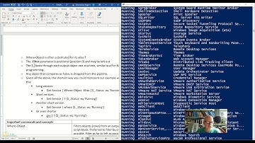 PowerShell notes on using Where-Object (Intro to PowerShell series video 11-7)