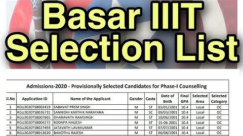 Basar IIIT selection List 2020|Basar IIIT Phase1 List|Basar IIIT Results 2020|IIIT Basar List 2020