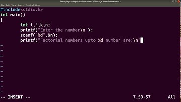 Linux C program to find Factorial numbers upto N number