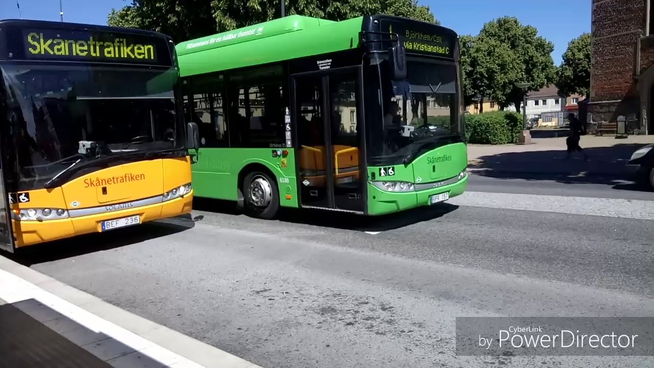 Mycket olika bussar och tåg i Kristianstad!