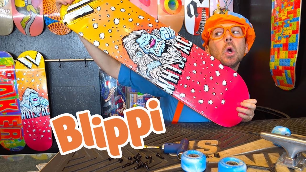 Blippi aprende trucos de skate con Shaun White - Blippi Españo | Aprende Colores y Objetos