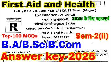 first aid and health | Top-100 mcqs | Solved Question paper-2025 | Co-Curricular | BA/BSc/BCom sem-2