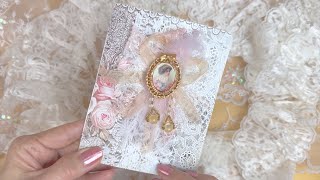 Romantic Lace & Roses Mini Portable Journal One hour project Flip Through ASMR @TheGingerbreadPrints screenshot 2