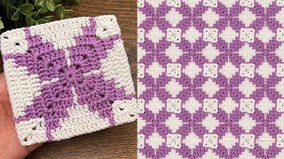 Eye catching crochet granny square blanket pattern , easy for beginners 