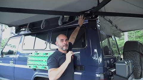 Destination4WD 270 freestanding Awning on  landcruiser 70 series troopy with  Mulgo  RTT Conversion.