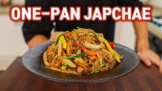 15 MINUTES One Pan Japchae Recipe! (Korean Glass Noodles)