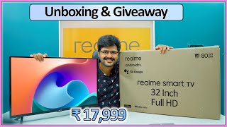 Realme Smart Android Full HD Led TV (2021) Unboxing & Giveaway 32 Inch - खरीदने लायक - It's Awesome