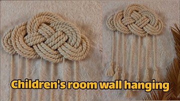 子供部屋用壁掛けマクラメの雲の作り方|ステップバイステップ|マクラメチュートリアル|マクラメのヌード