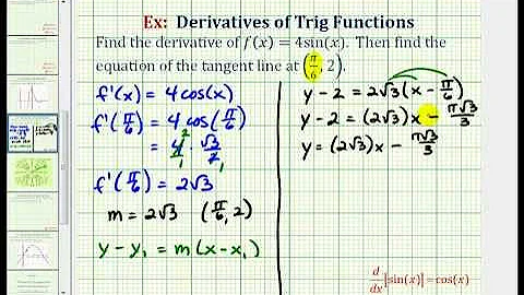 Ex: Find the Derivative and Equation of Tangent Line for a Basic Trig Function