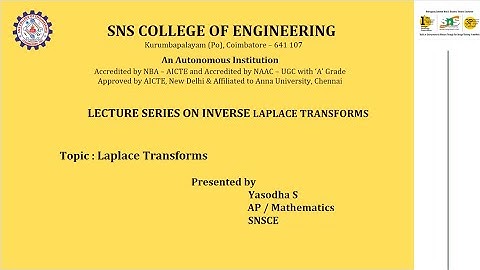 Lecture on Inverse Laplace Transforms | Complex Analysis & Laplace Transforms | SNS Institutions