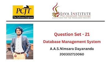 DBMS Question Set 21 |  1st year | Semester 01 | Java Institute | Database Management System