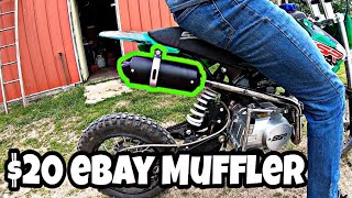 Pit Bike STOCK vs AFTERMARKET Exhaust - Installing eBay Slip-On Muffler for $20 (IDLE & REV)