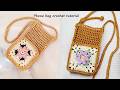 Easy to crochet phone bag.Beginner tutorial.