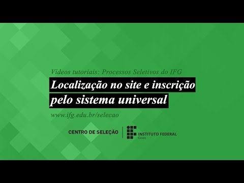 Video 01: Localização no site e inscrição pelo sistema universal