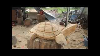 Chainsaw Guru Carving A Turtle
