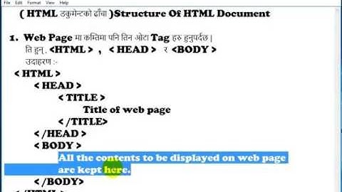 Structure Of HTML Document In Nepali By NP Rijal