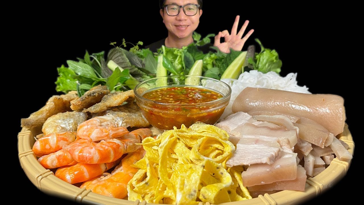 ASMR MUKBANG/Eat spring rolls with pork, fried eggs, shrimp, and fried fish