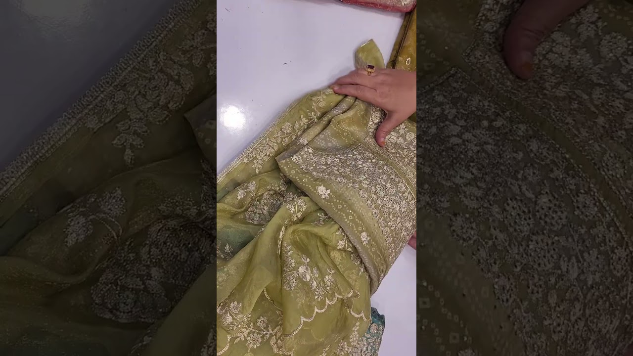 Pure musline banarsi crape modal silk  partywear heavy resham zari zardozi dabka work 7995319085