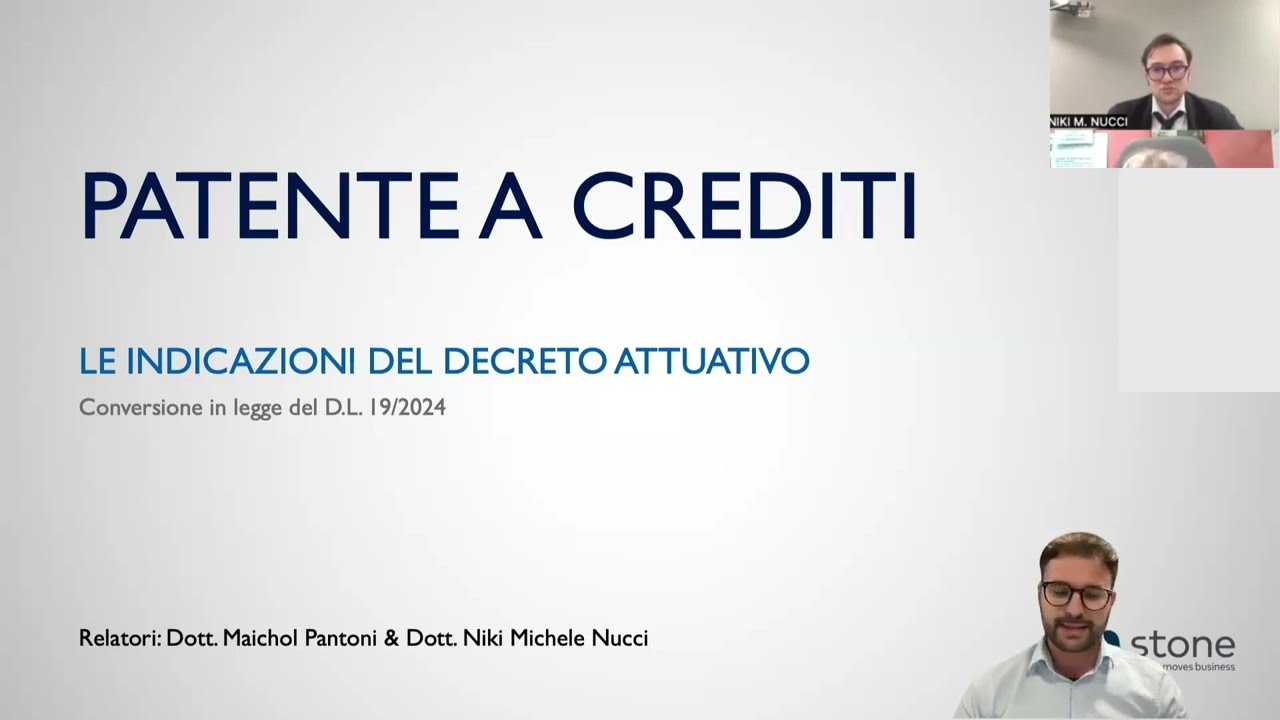 WEBINAR: Patente a Crediti - le indicazioni del decreto attuativo
