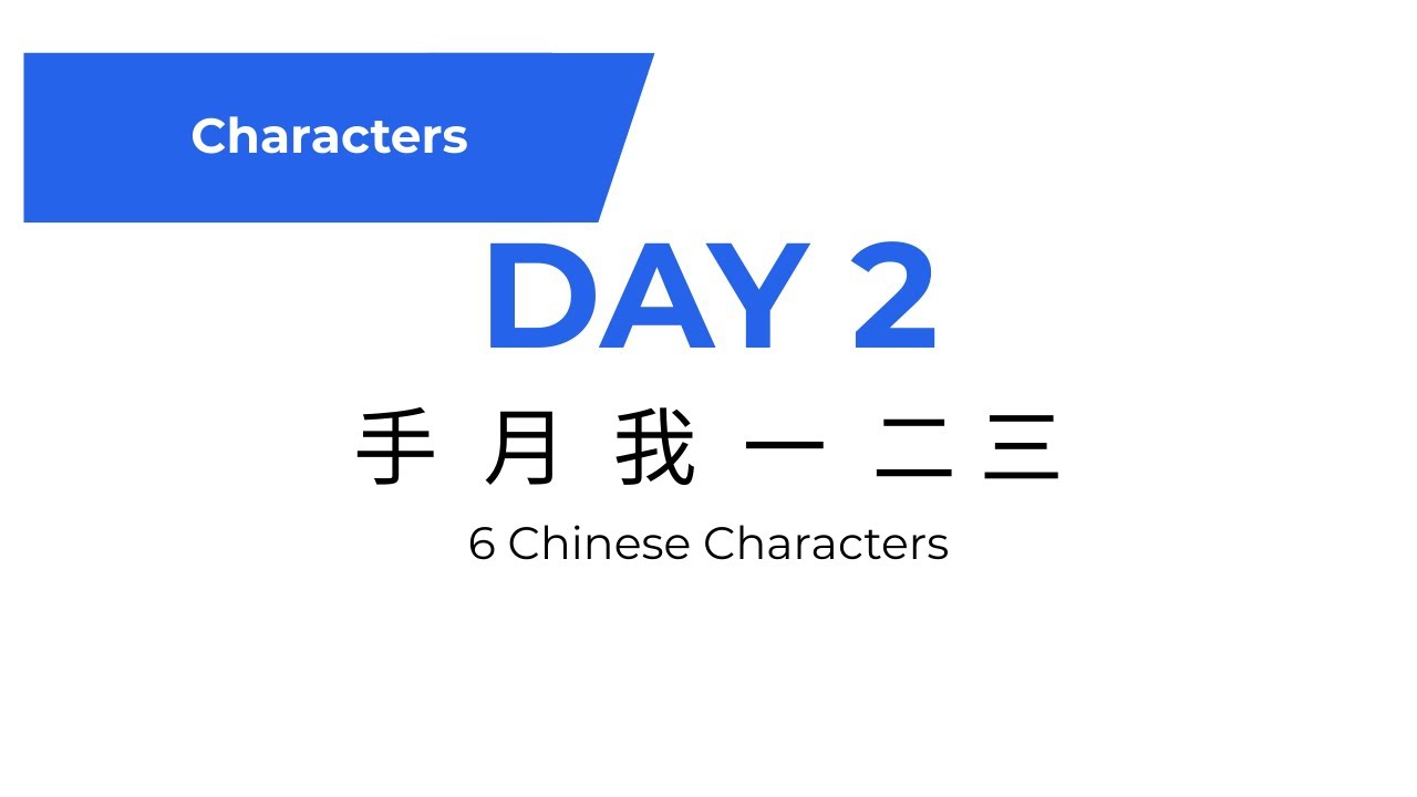 Learn Chinese Characters – Day 2 | 手 月 我 一 二 三 | Beginner Mandarin Lesson