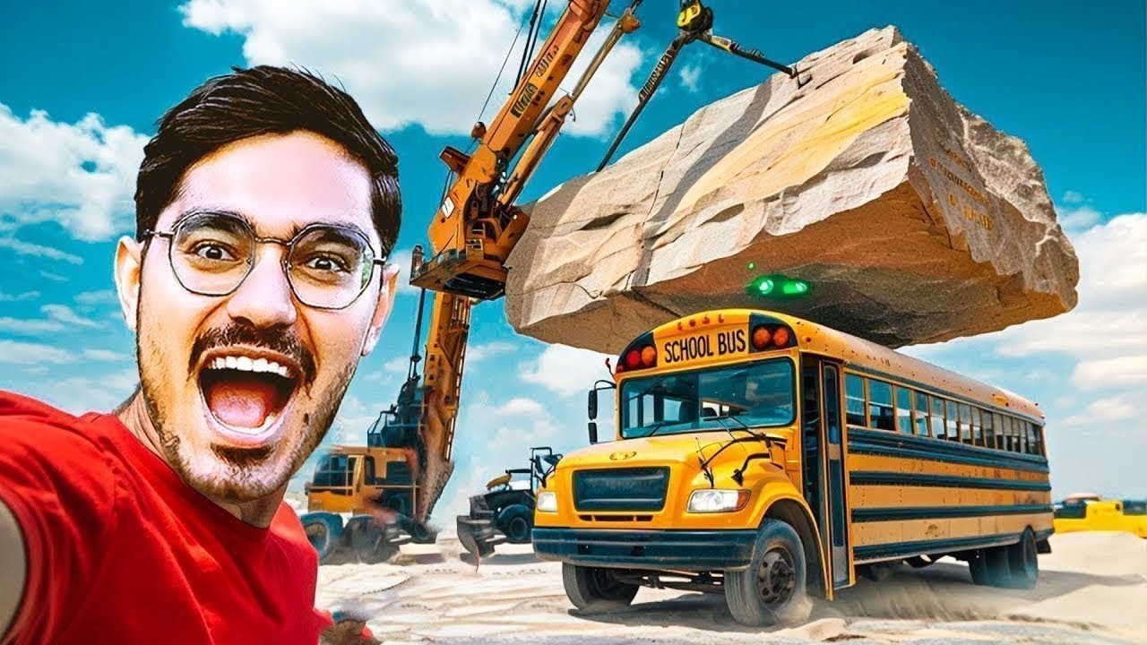 We Dropped a 5000 Kg Stone on a Bus Will It Survive - YouTube