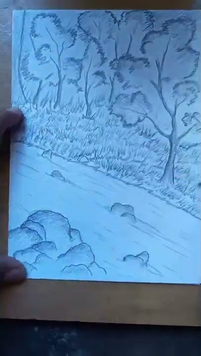 menggambar sungai tengah hutan#shorts #art #gambar #seni