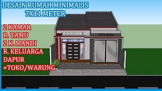 Desain Rumah Minimalis Sederhana 7x11 Meter ,  Toko/Warung