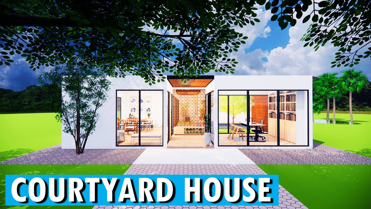 4 Bedroom Courtyard House Design |  2 Courtyards