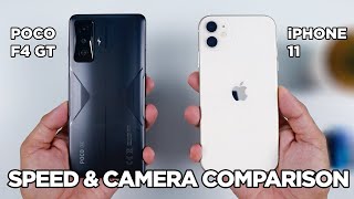 Xiaomi POCO F4 GT vs iPhone 11 SPEED TEST & CAMERA Comparison | Zeibiz