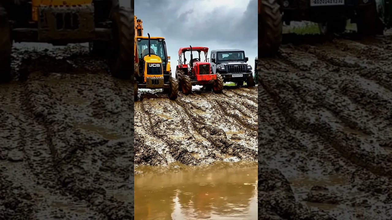 River Side Adventure with JCB Tractor & Thar 🚜🔥#jcb #tractor #thar #tharlover #jcblovers #shorts