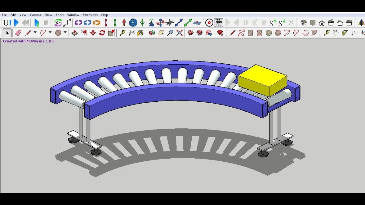 Bend/Curved Roller Conveyor Design Assembly Motion Animation in