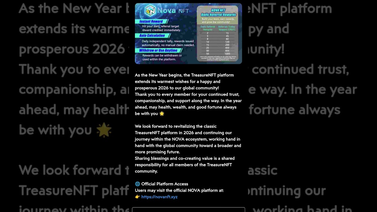 Nova NFT official announcement l Treasure Nft official notice l Nova Nft new update 