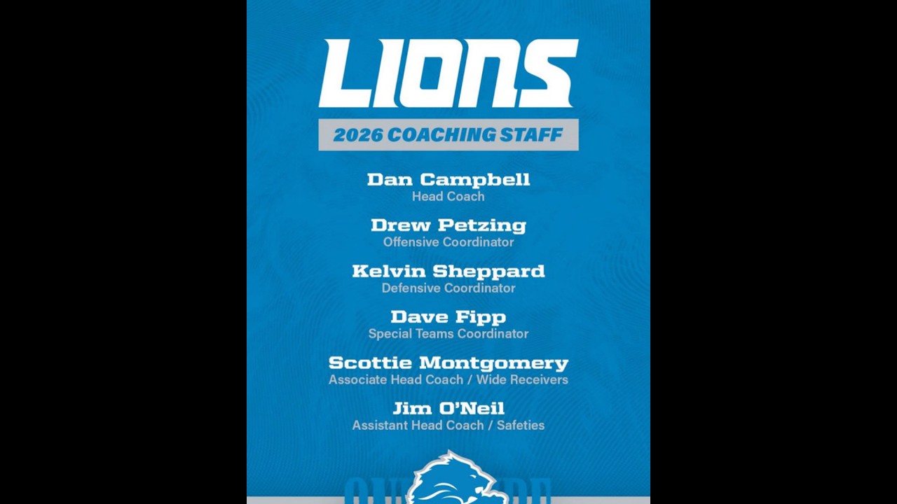 The 2026–2027 Detroit Lions coaching staff is OFFICIALLY set! 