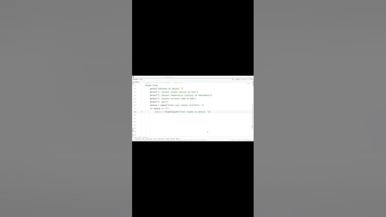 Unit Conversion Program in Python #viral #reels #learning #python # ...