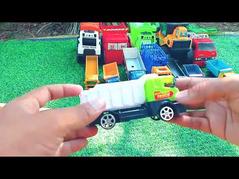 Marble Run Race ☆ HABA Slope & Retro Makita Truck, Excavator, Garbage Truck, Dump Truck,